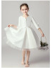 Ivory Satin Tulle Cute Flower Girl Dress